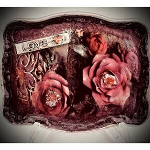 Rose Collage Belt Buckle – Resin-Coated Floral Art, Love Charm
